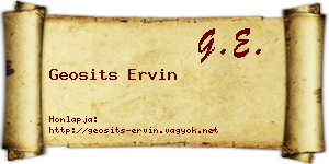 Geosits Ervin névjegykártya